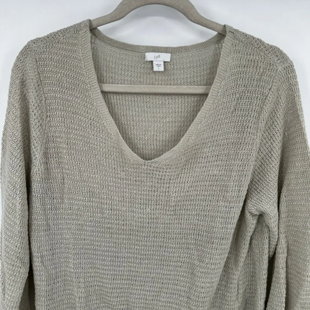Light Tan V-Neck Knit Sweater